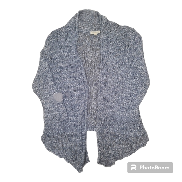 Eileen Fisher Open Front Angled Cardigan Sz XS Gray/Blue With 🩵 on… - Picture 1 of 11